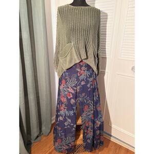 HOMMAGE LOS ANGELES Wide Leg Moody Floral Flowy Palazzo Pants